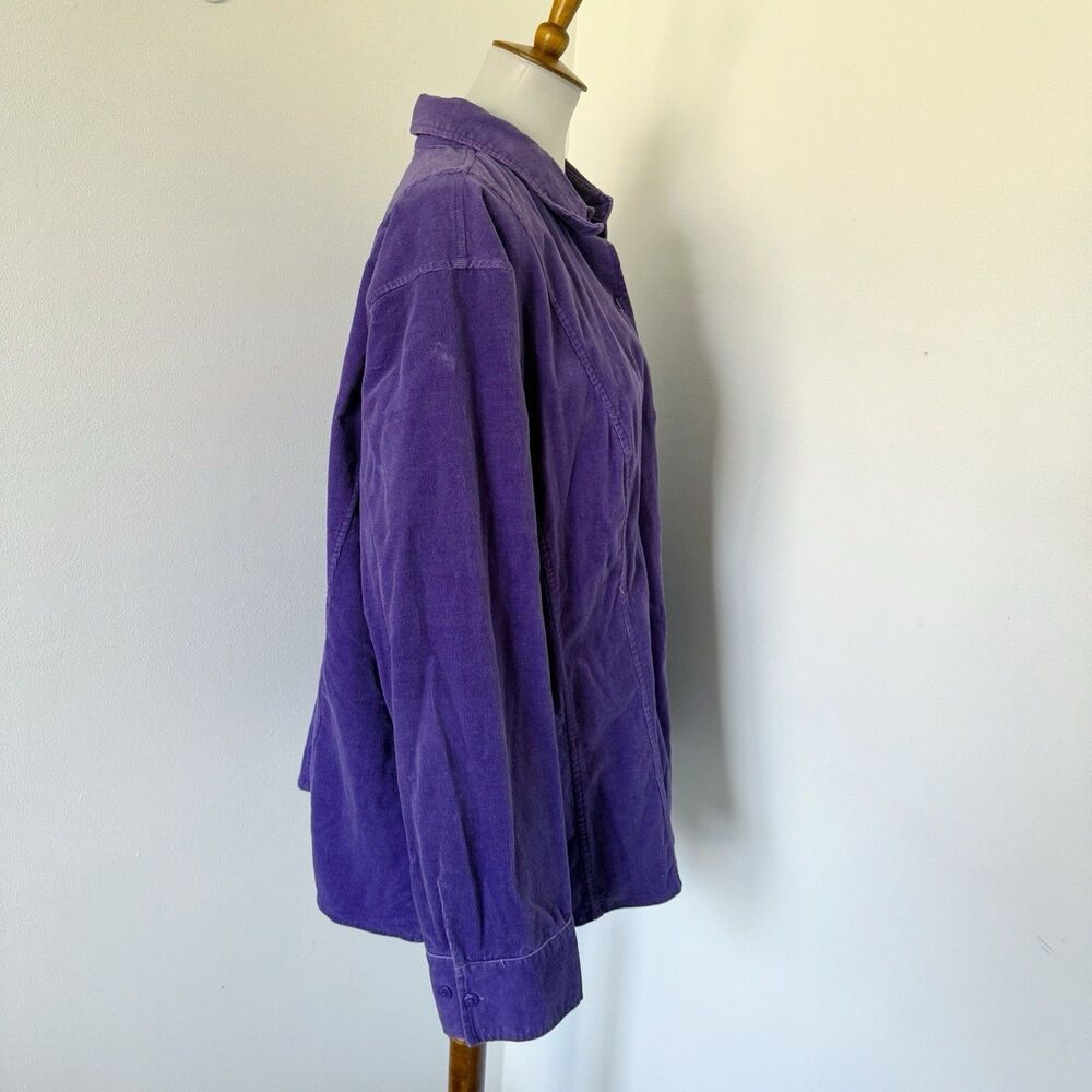 Women's Vtg Y2K Purple Cord Corduroy Shacket Shirt Jacket 3X Cotton Stretch - Picture 9 of 16